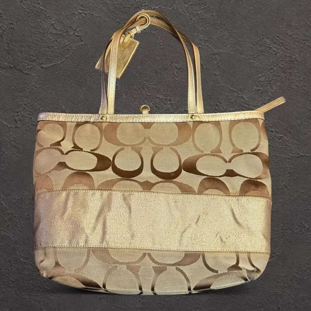 Coach signature stripe tote bag